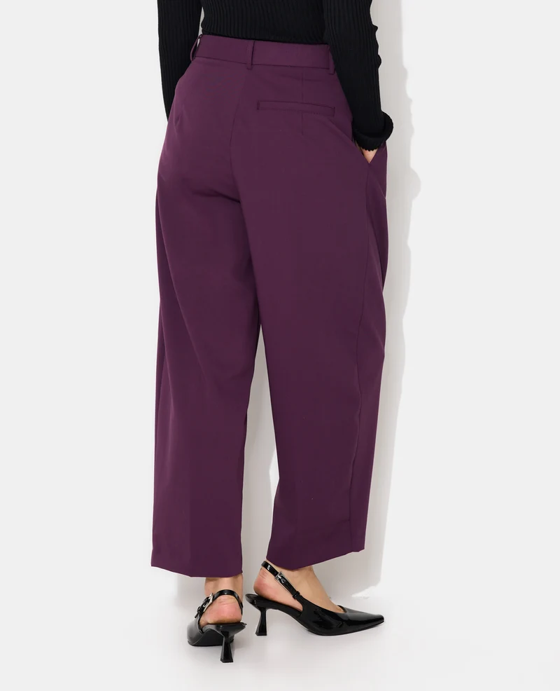 Pantalon barrel taille haute avec pinces