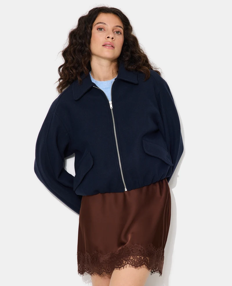 Blouson drap de laine avec zip
