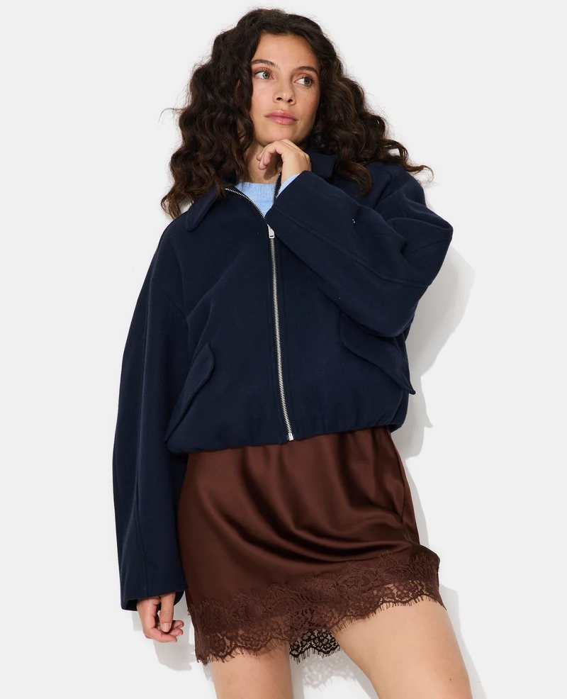Blouson drap de laine avec zip