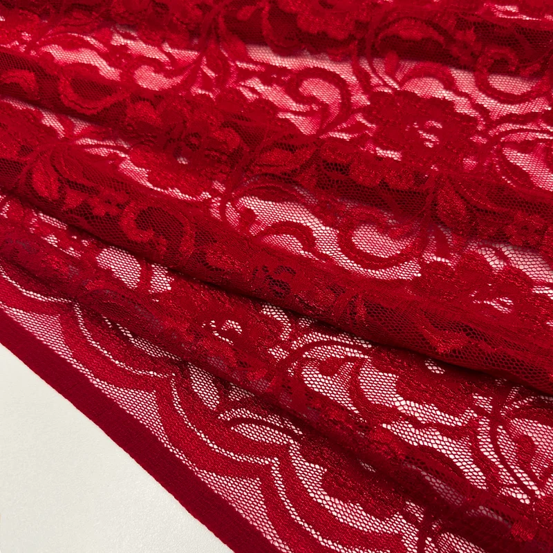 Tissu Maille Dentelle, Stretch - Belladonna