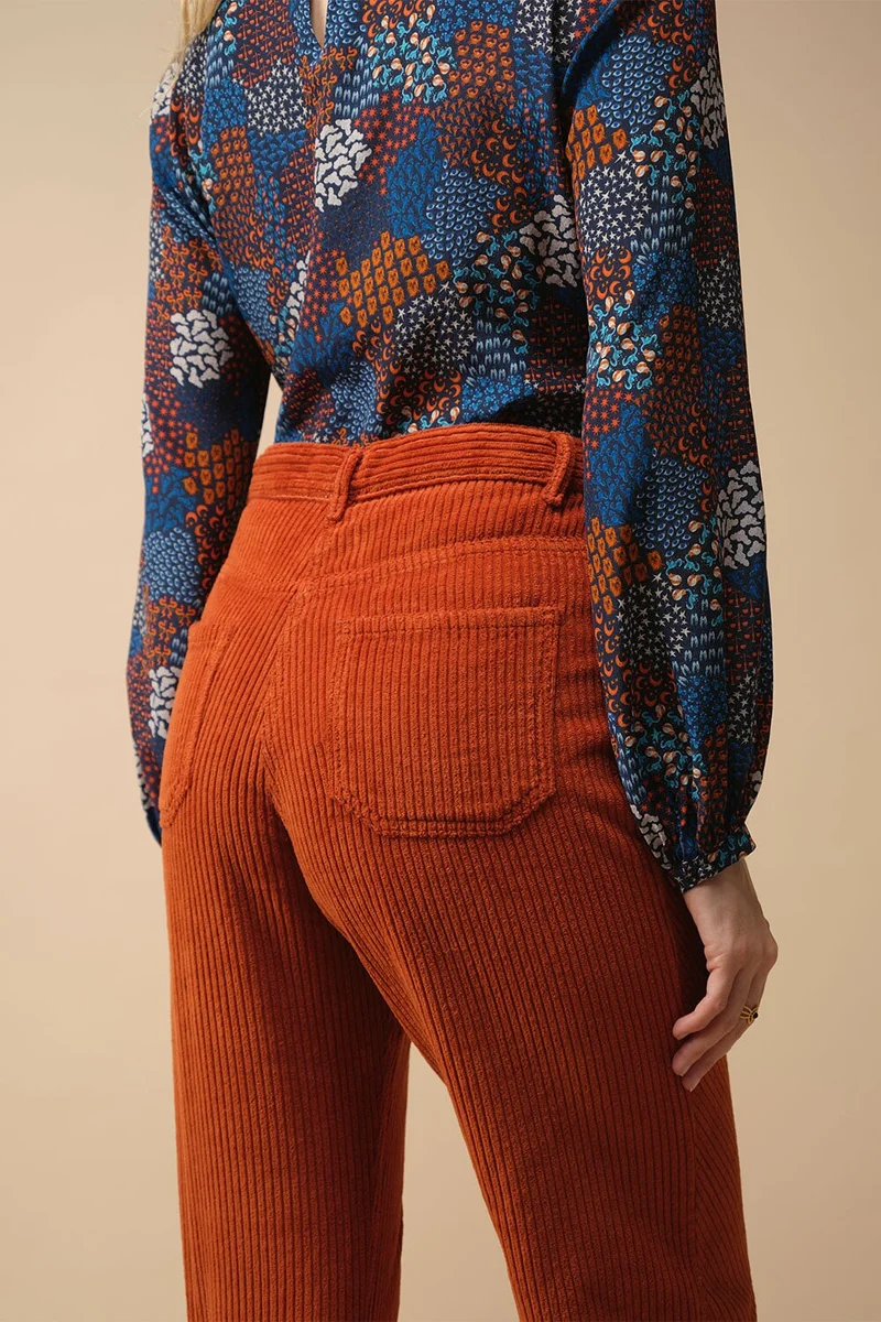 Pantalon Idéaliste en velours Citrouille