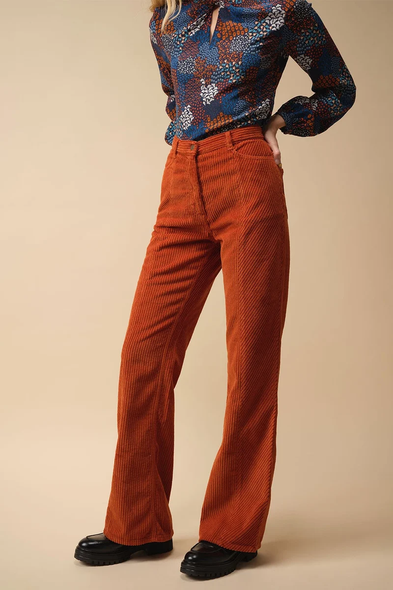 Pantalon Idéaliste en velours Citrouille