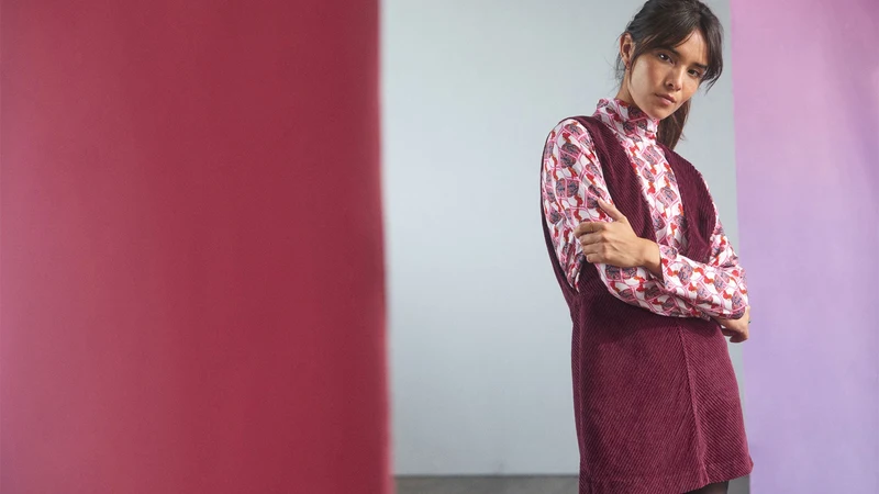 Robe chasuble en velours Figue