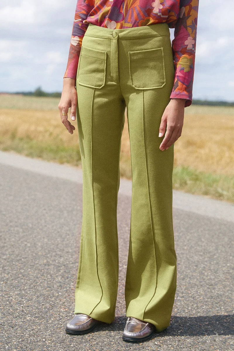 Pantalon Enchanteur en laine Vert Pistache