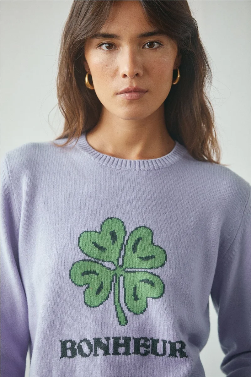 Pull Bonheur Violet en laine