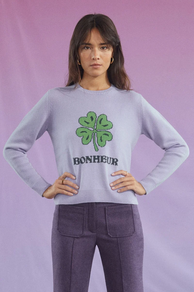 Pull Bonheur Violet en laine