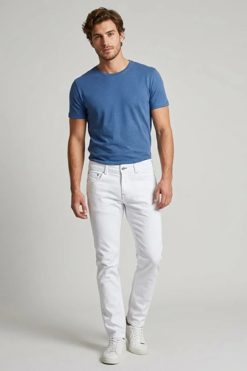 Cotton Stretch Man Pant White