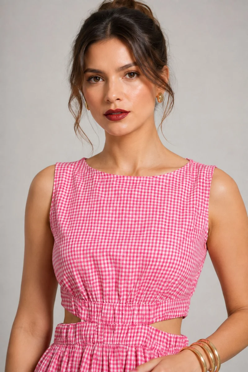 Kiva|Cotton Waist Cut Out Midi Dress