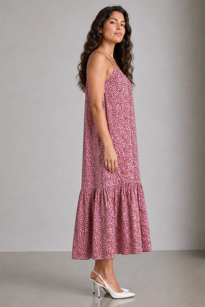 Pavela|Viscose Strappy Tiered Midi Dress