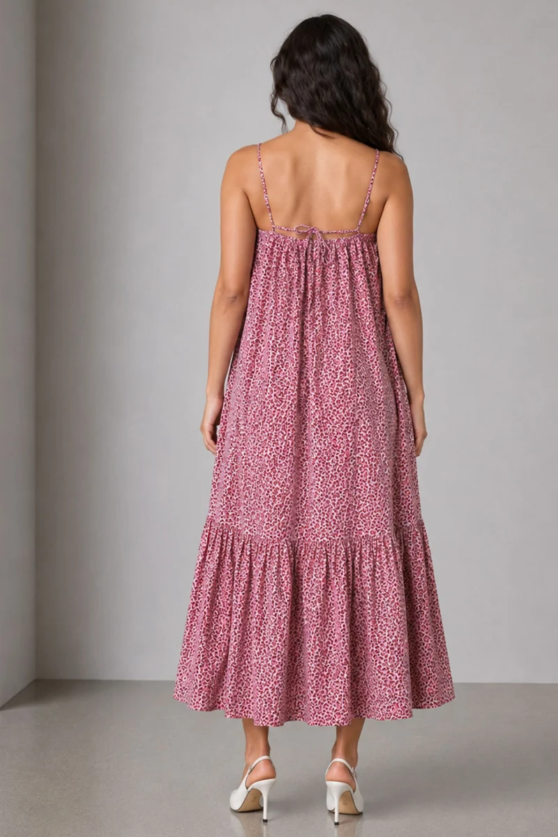 Pavela|Viscose Strappy Tiered Midi Dress