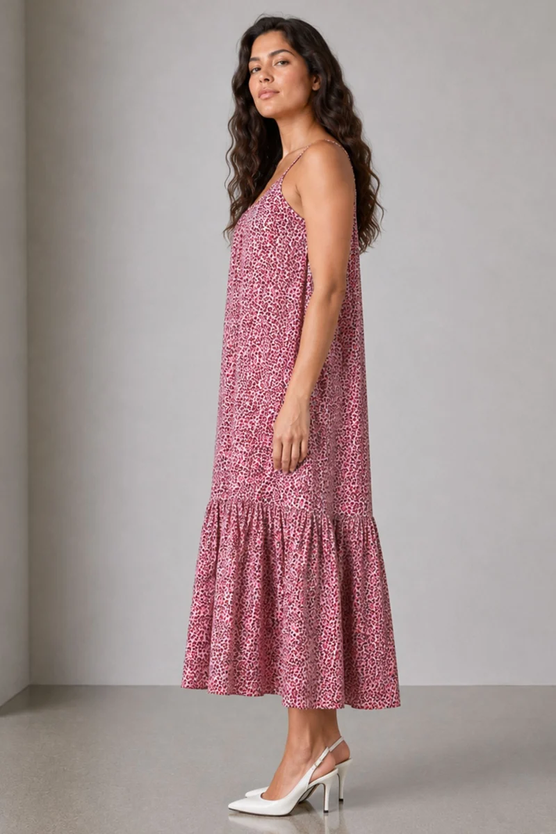 Pavela|Viscose Strappy Tiered Midi Dress