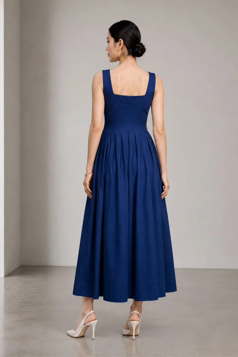 Civia|Cotton Sweetheart Pleated Maxi