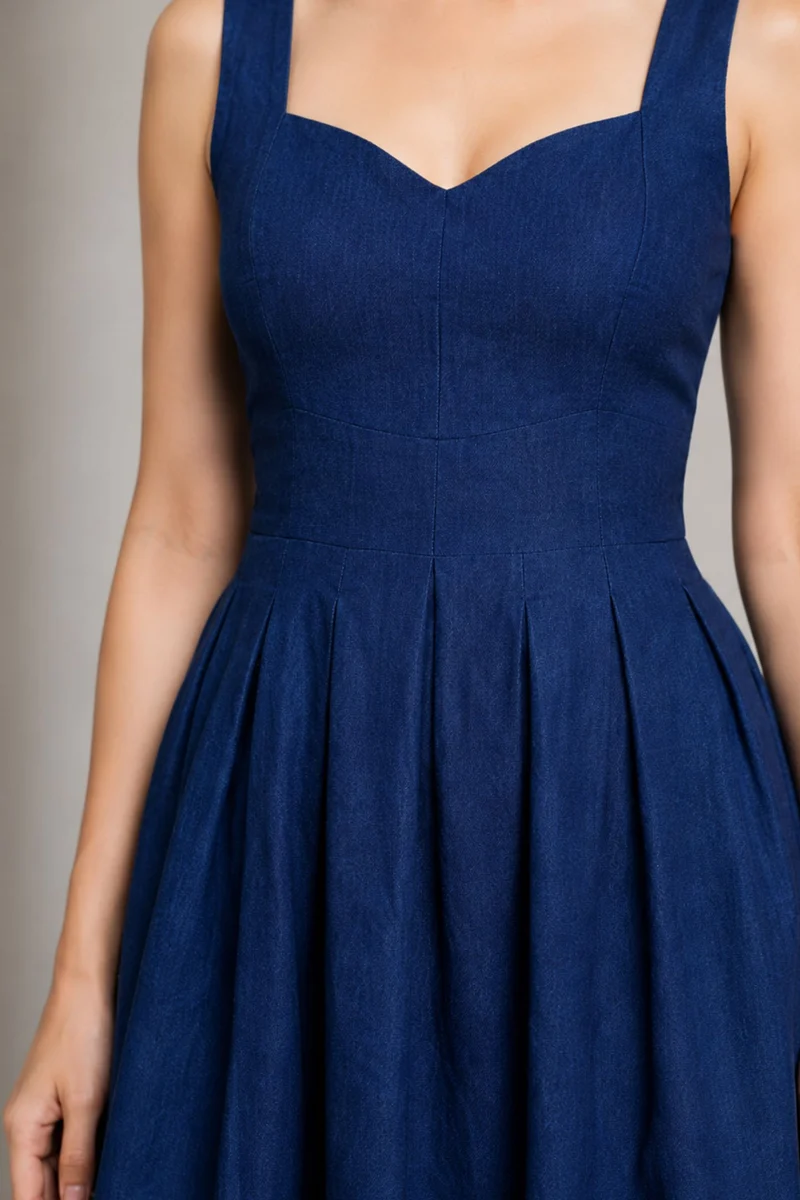 Civia|Cotton Sweetheart Pleated Maxi