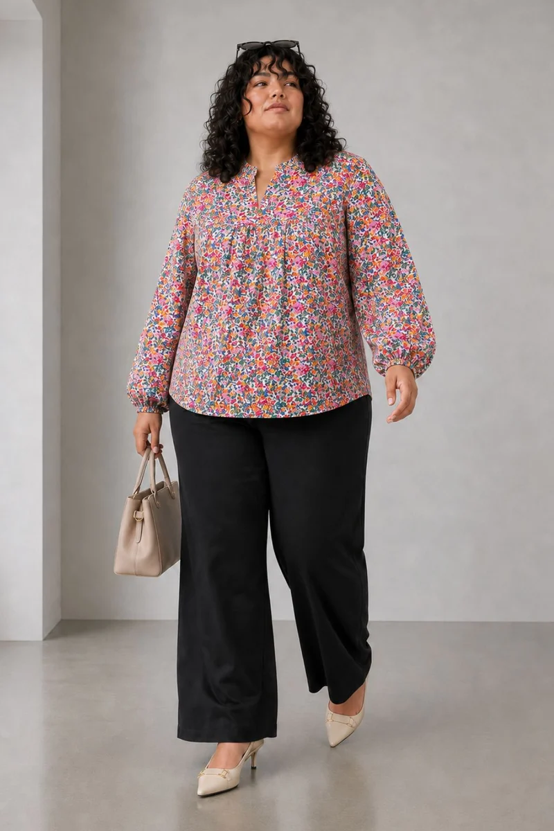Ravine|Cotton Gather Front Relaxed Fit Top