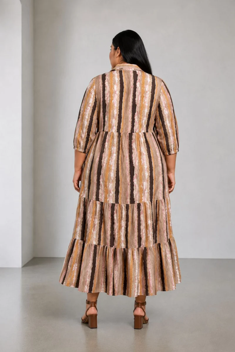 Morno|Viscose Tiered Maxi Shirt Dress