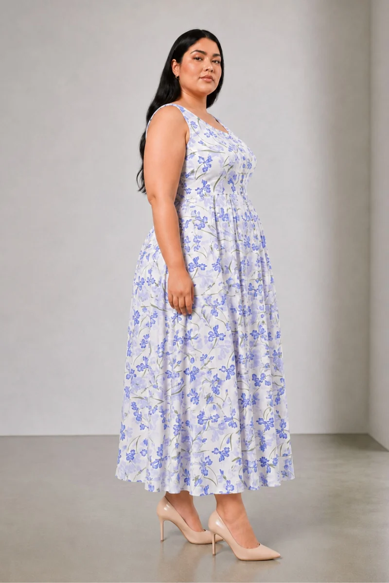 Veyra|Viscose Fit And Flare Maxi Dress