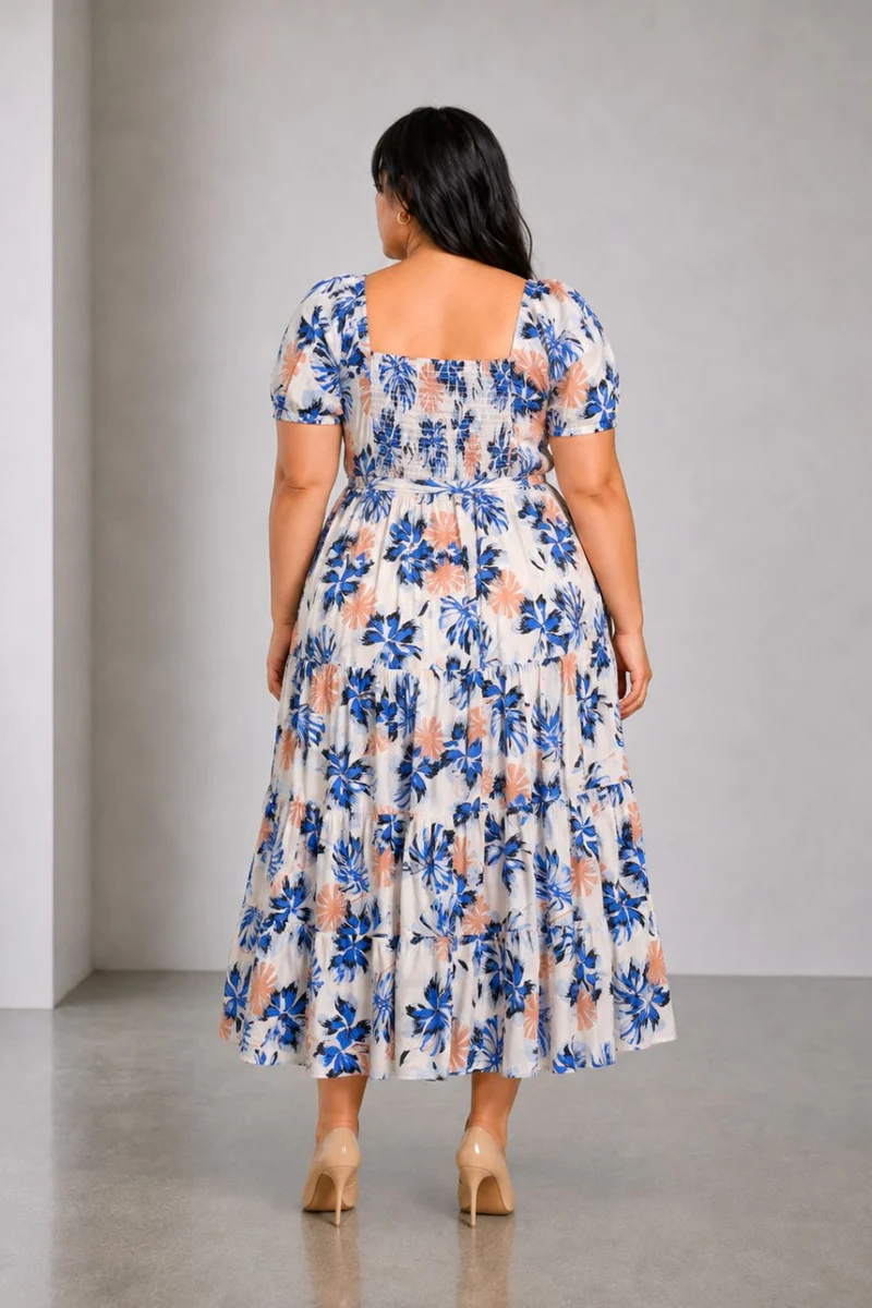 Mavie|Cotton Fit And Flare Tiered Dress