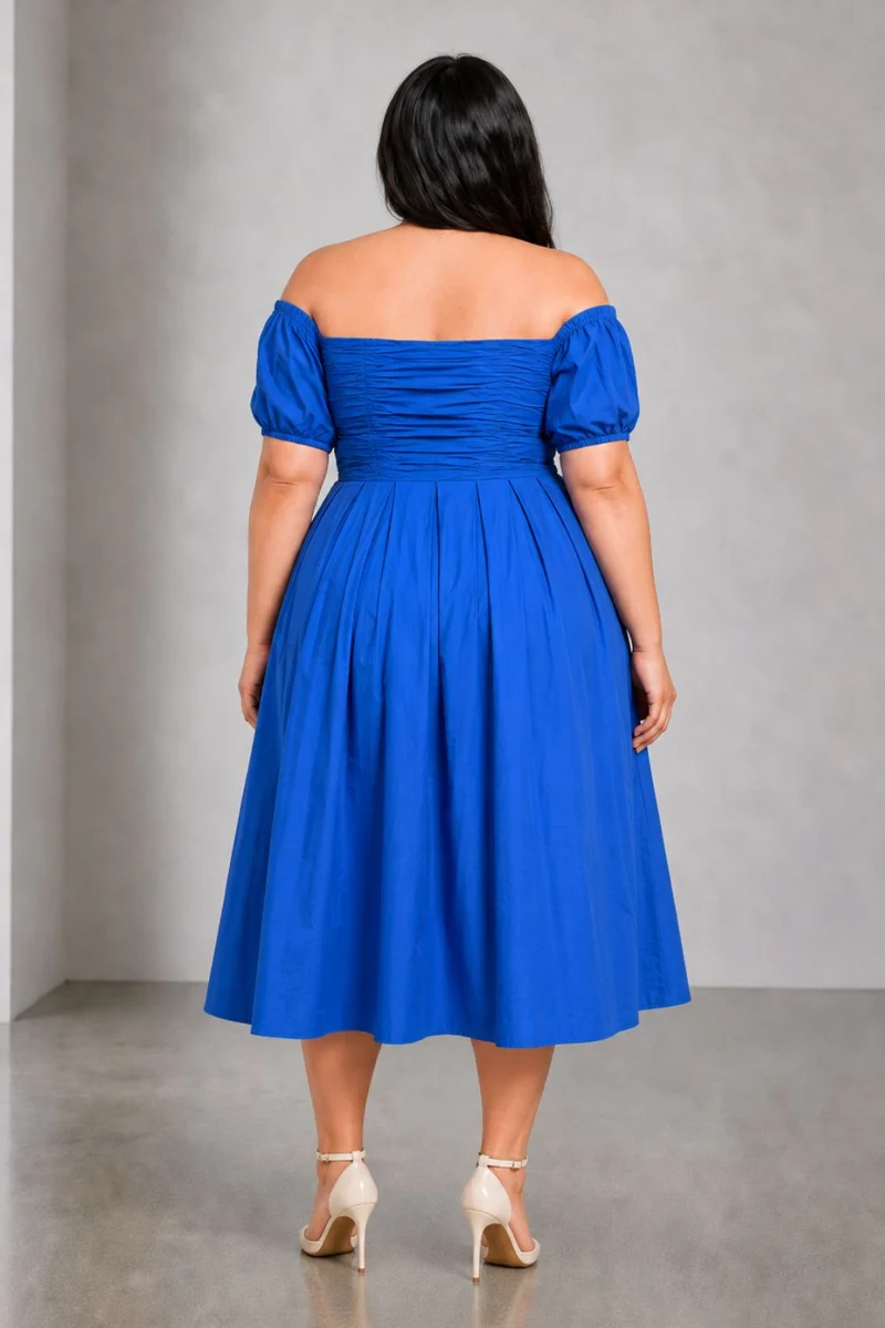 Orella|Cotton Off Shoulder Midi Dress