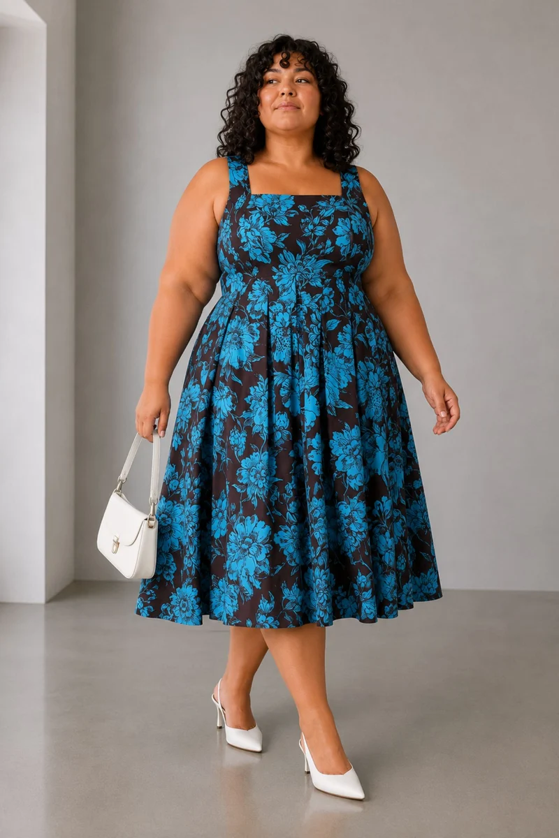Elio|Cotton Fit And Flare Maxi Dress