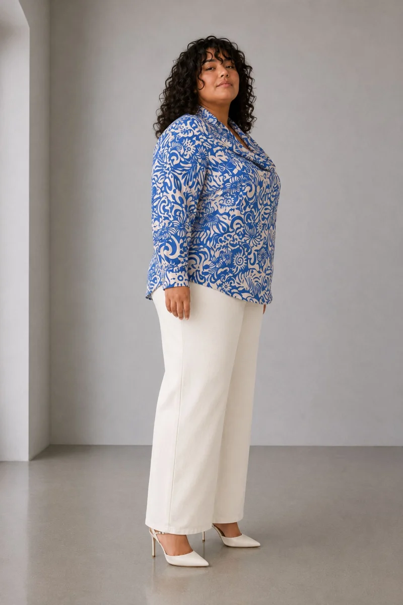 Covea|Viscose Cowl Neck Top