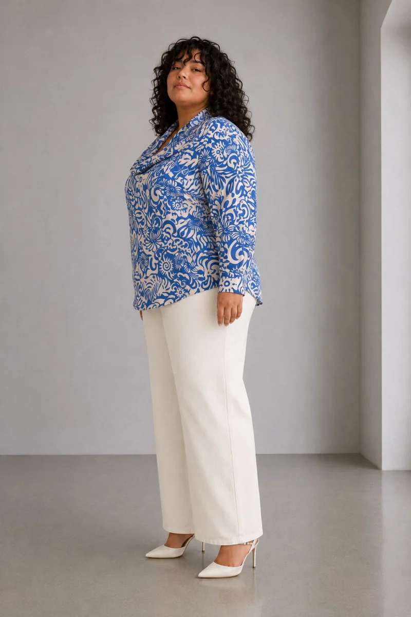 Covea|Viscose Cowl Neck Top