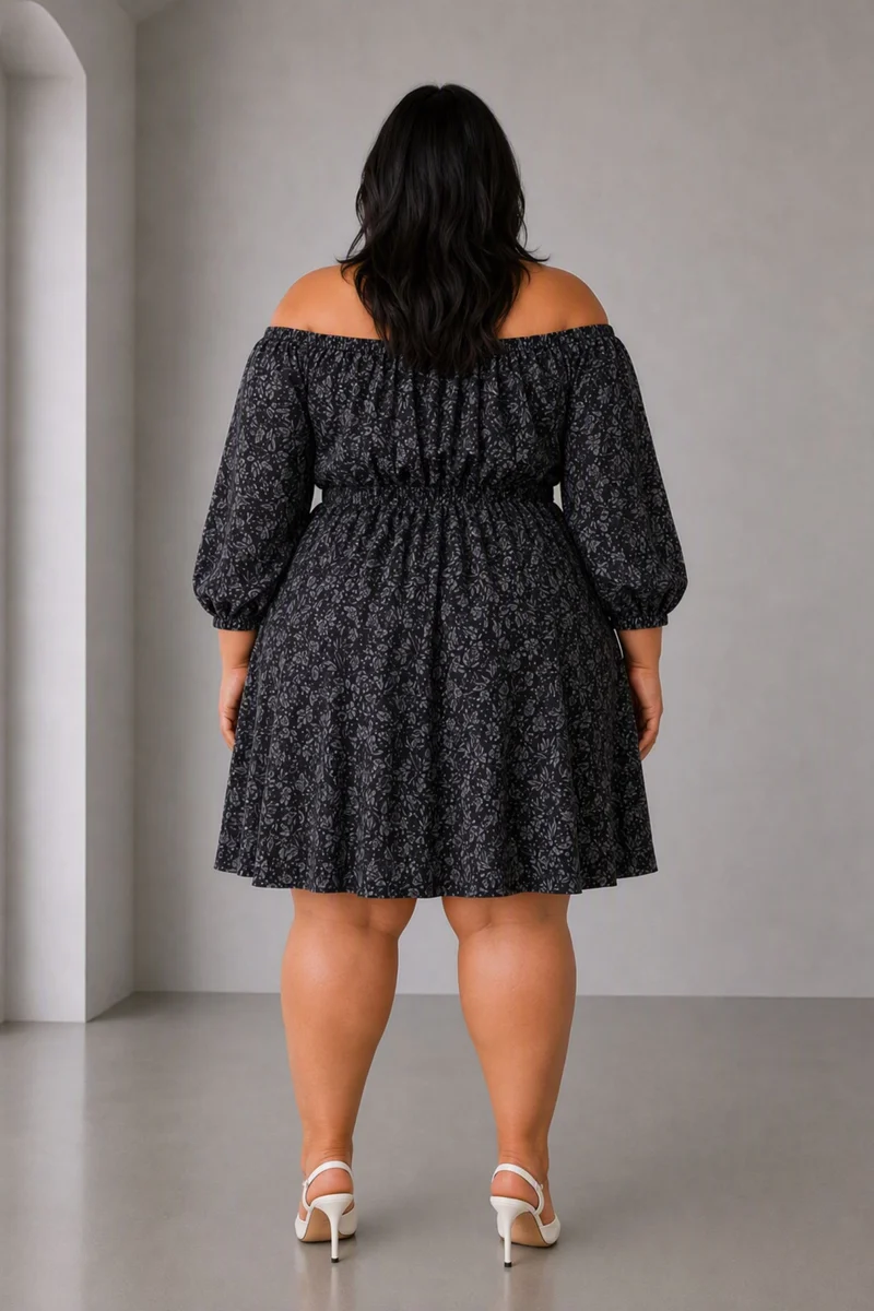 Teroba|Cotton Aline Offshoulder Dress