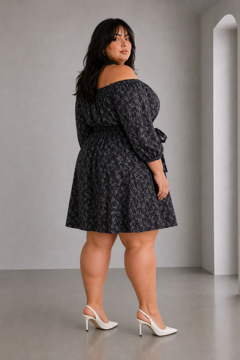 Teroba|Cotton Aline Offshoulder Dress