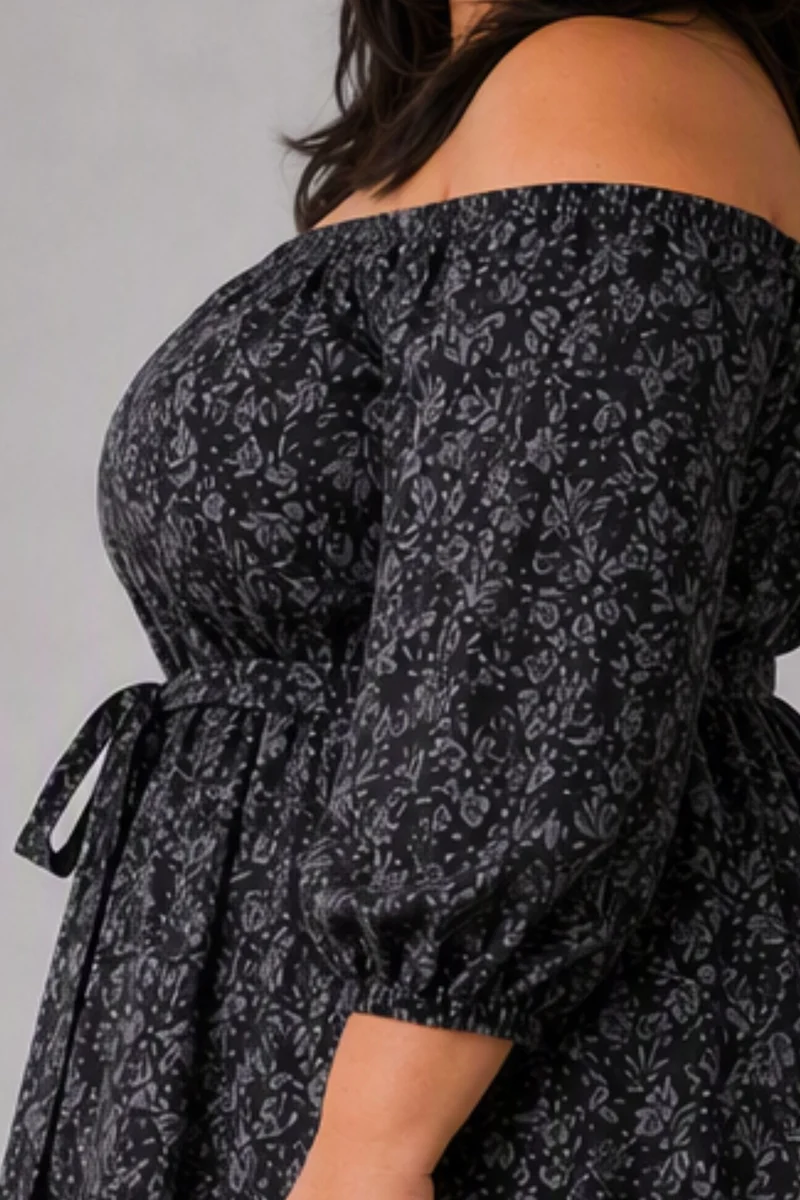 Teroba|Cotton Aline Offshoulder Dress