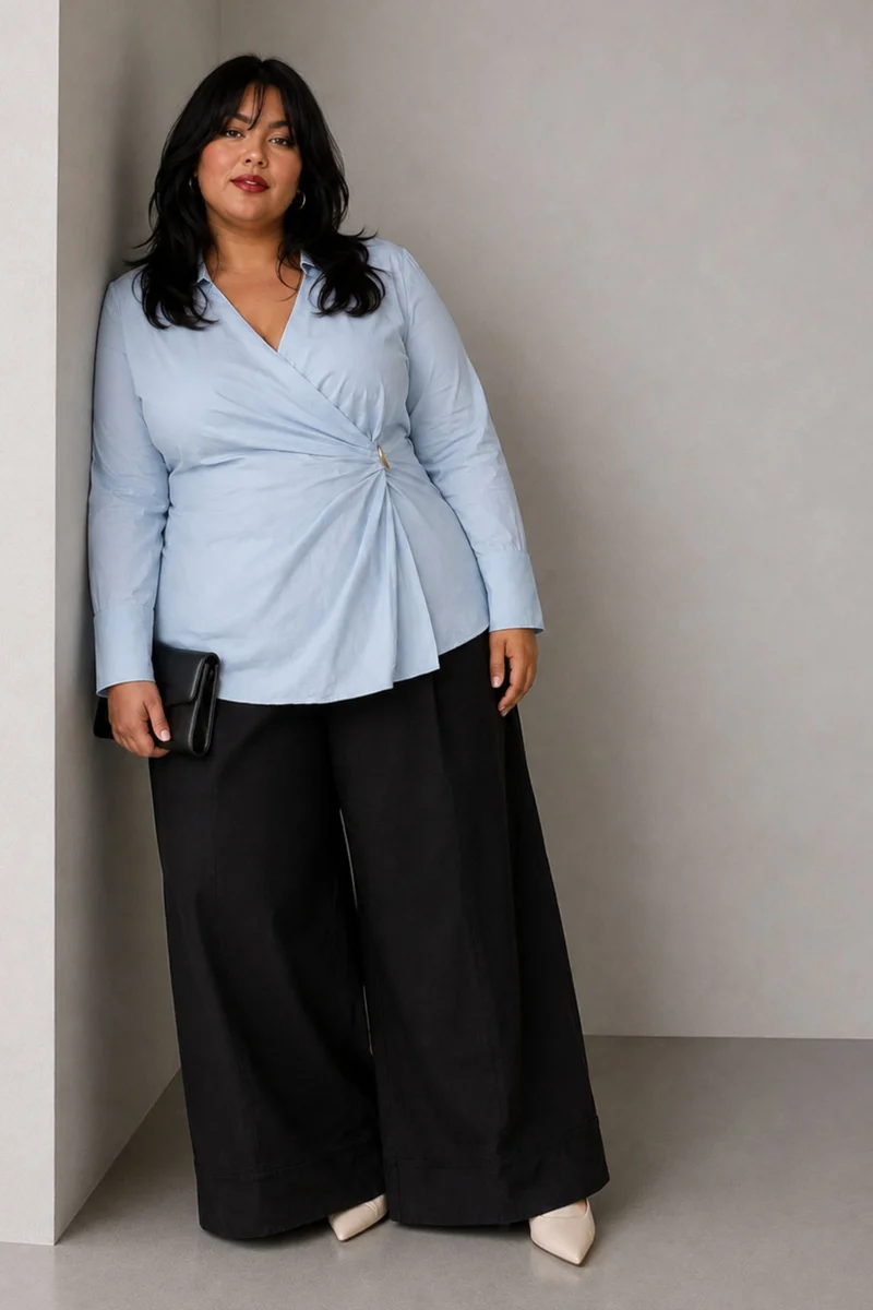 Cael|Tailored Wrap Shirt With Statement Cuffs