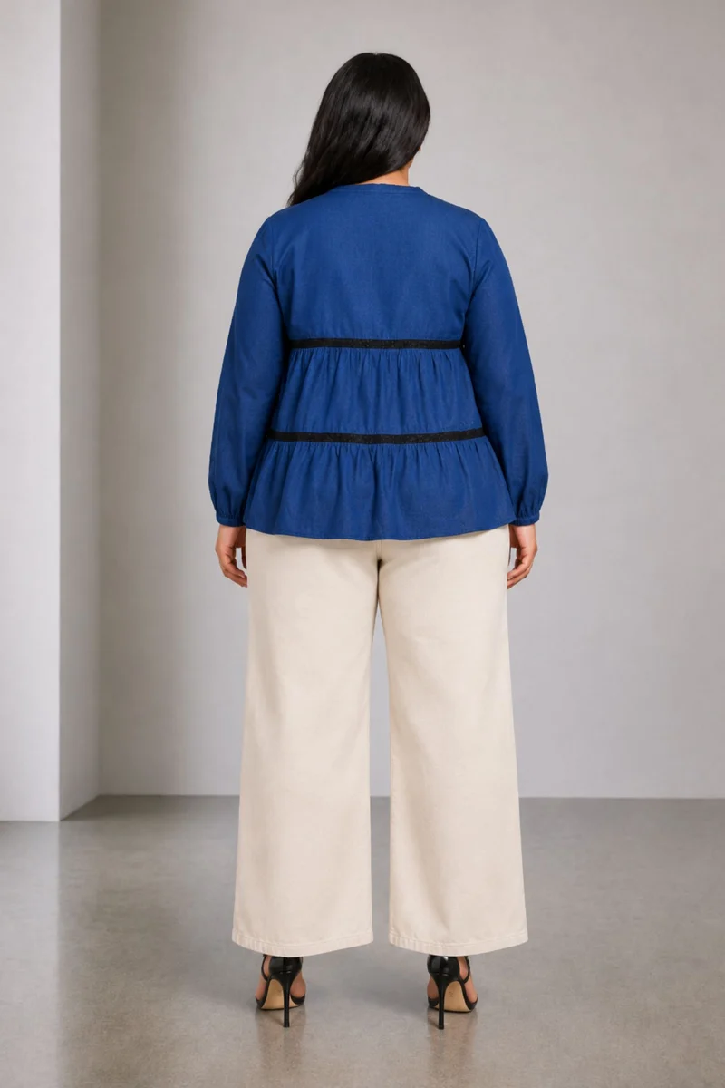 Briony|Cotton Tiered Lace Insert Shirt