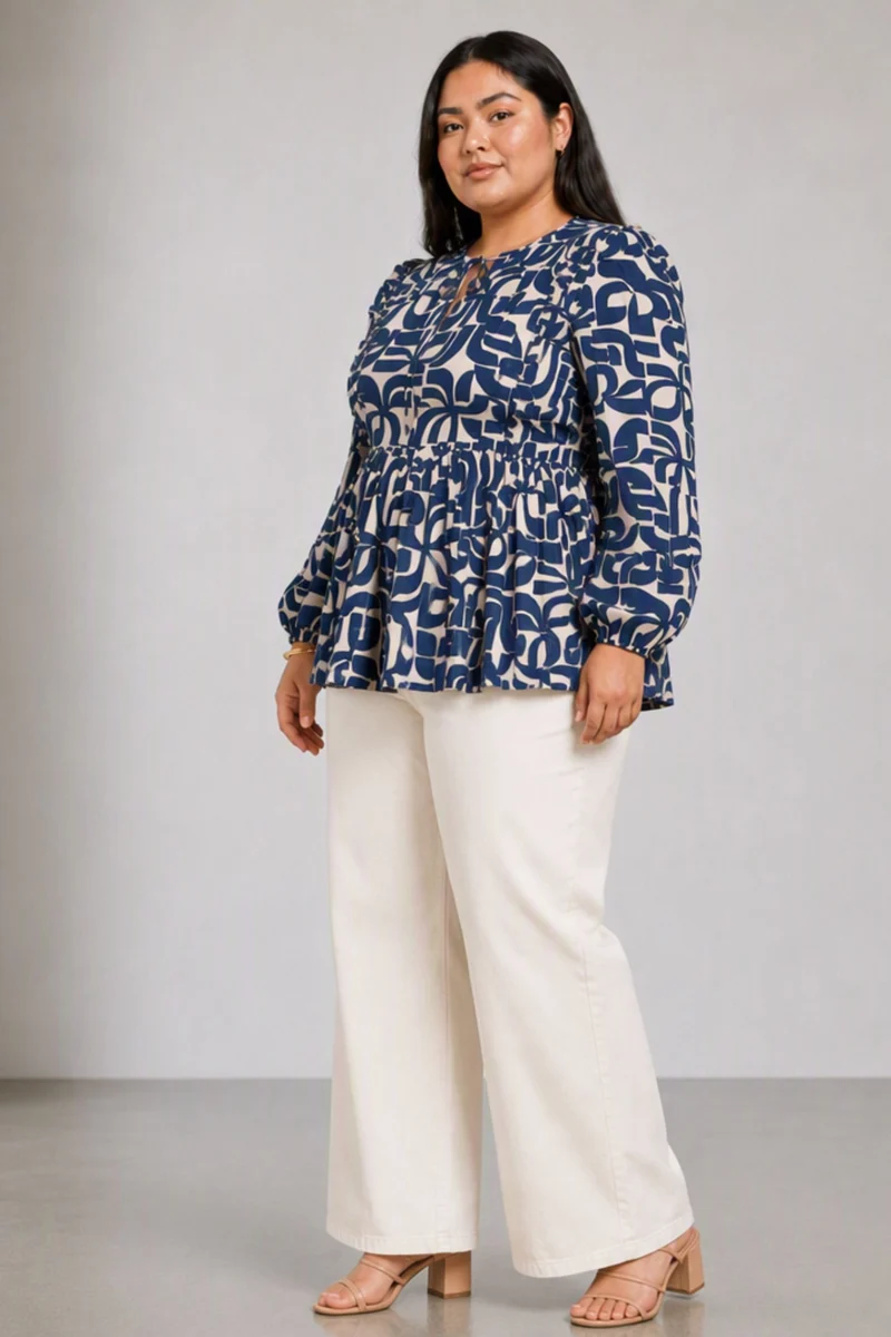 Belora|Cotton Ruffled Peplum Top