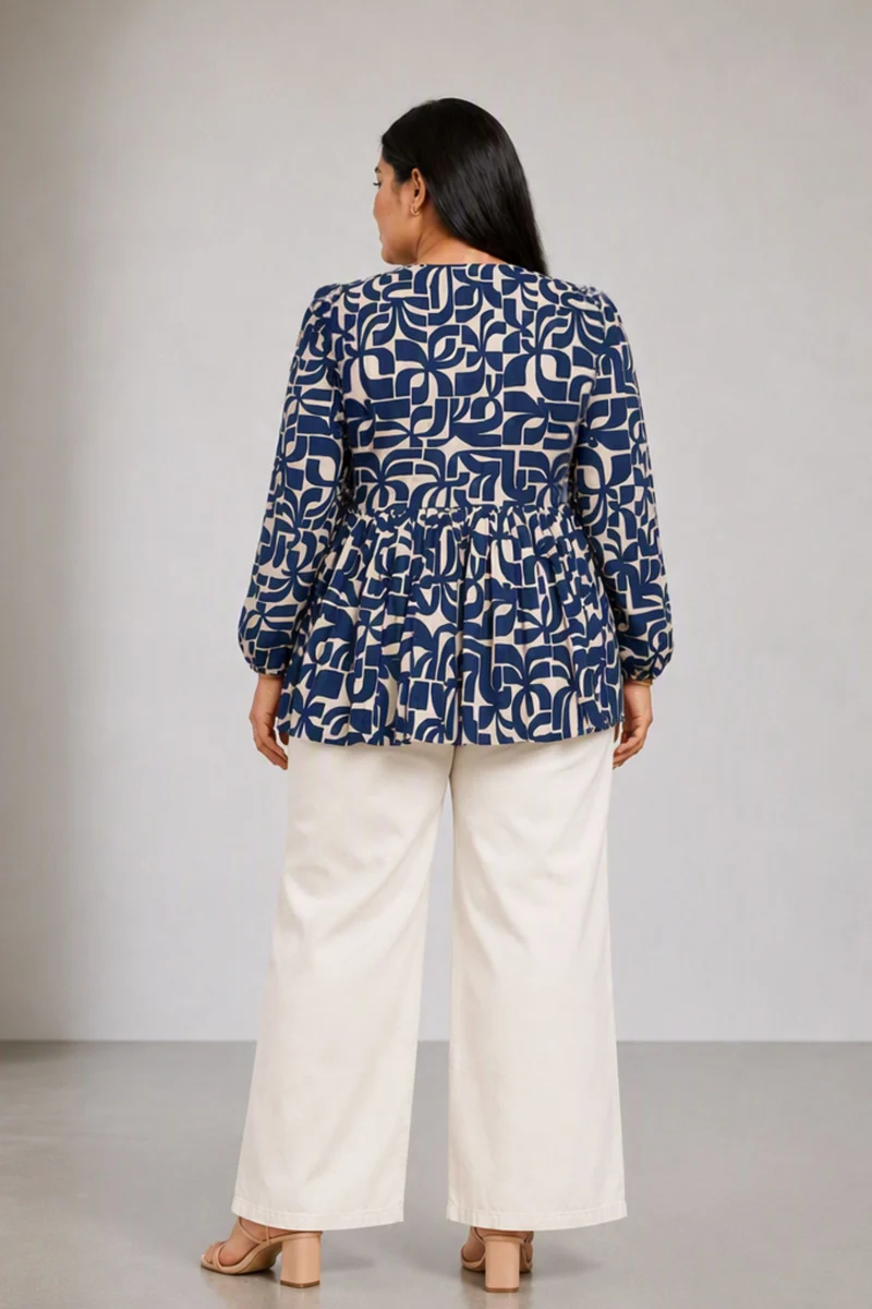 Belora|Cotton Ruffled Peplum Top