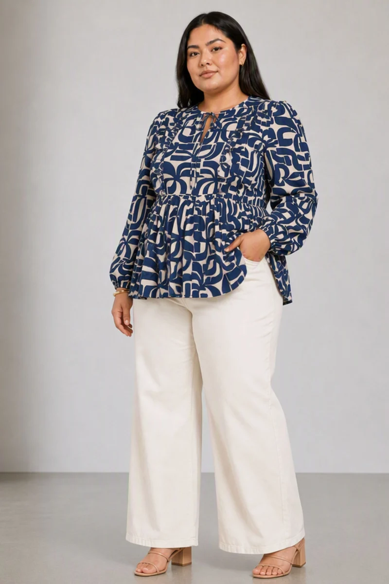 Belora|Cotton Ruffled Peplum Top