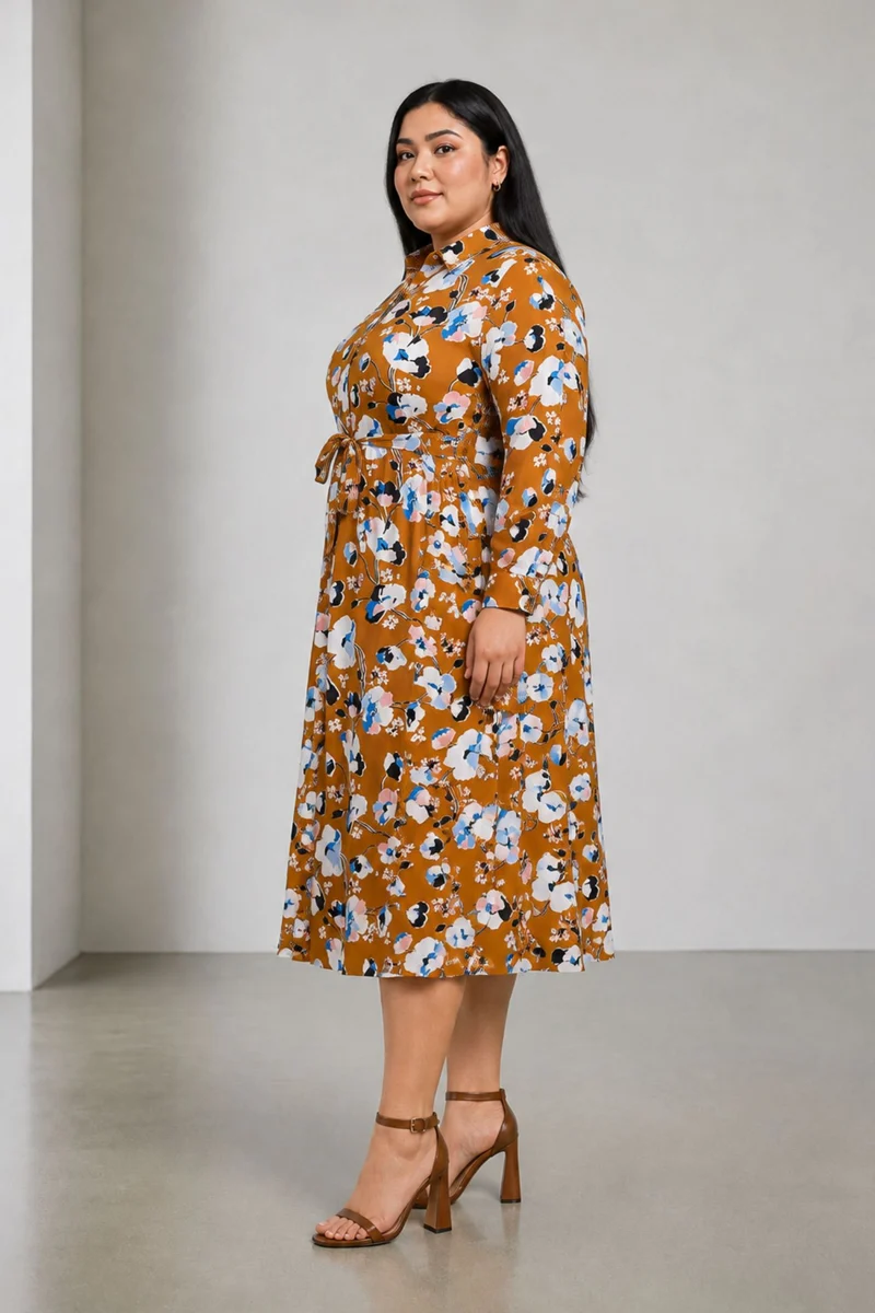 Tavon|Cotton Fit And Flare Shirt Dress