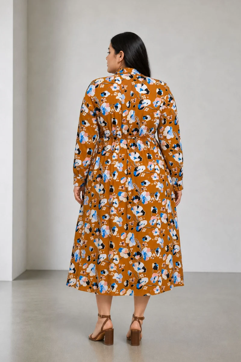 Tavon|Cotton Fit And Flare Shirt Dress