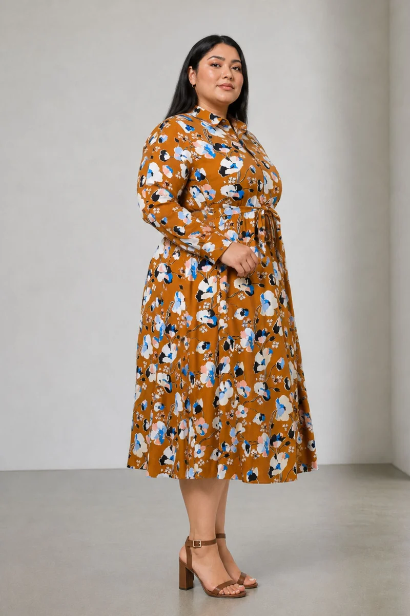Tavon|Cotton Fit And Flare Shirt Dress