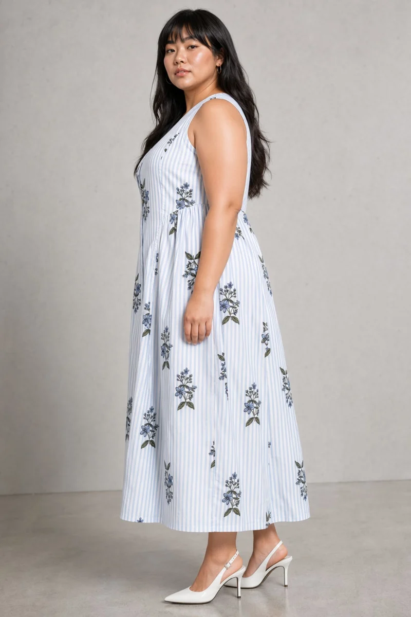 Tovia|Cotton V Neck Maxi Shirt Dress