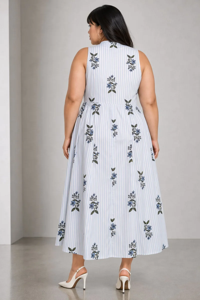 Tovia|Cotton V Neck Maxi Shirt Dress