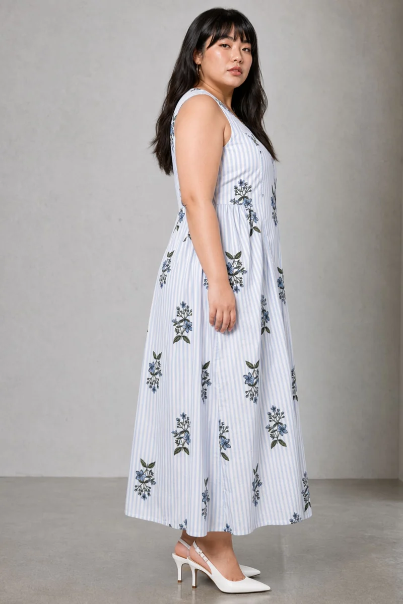 Tovia|Cotton V Neck Maxi Shirt Dress