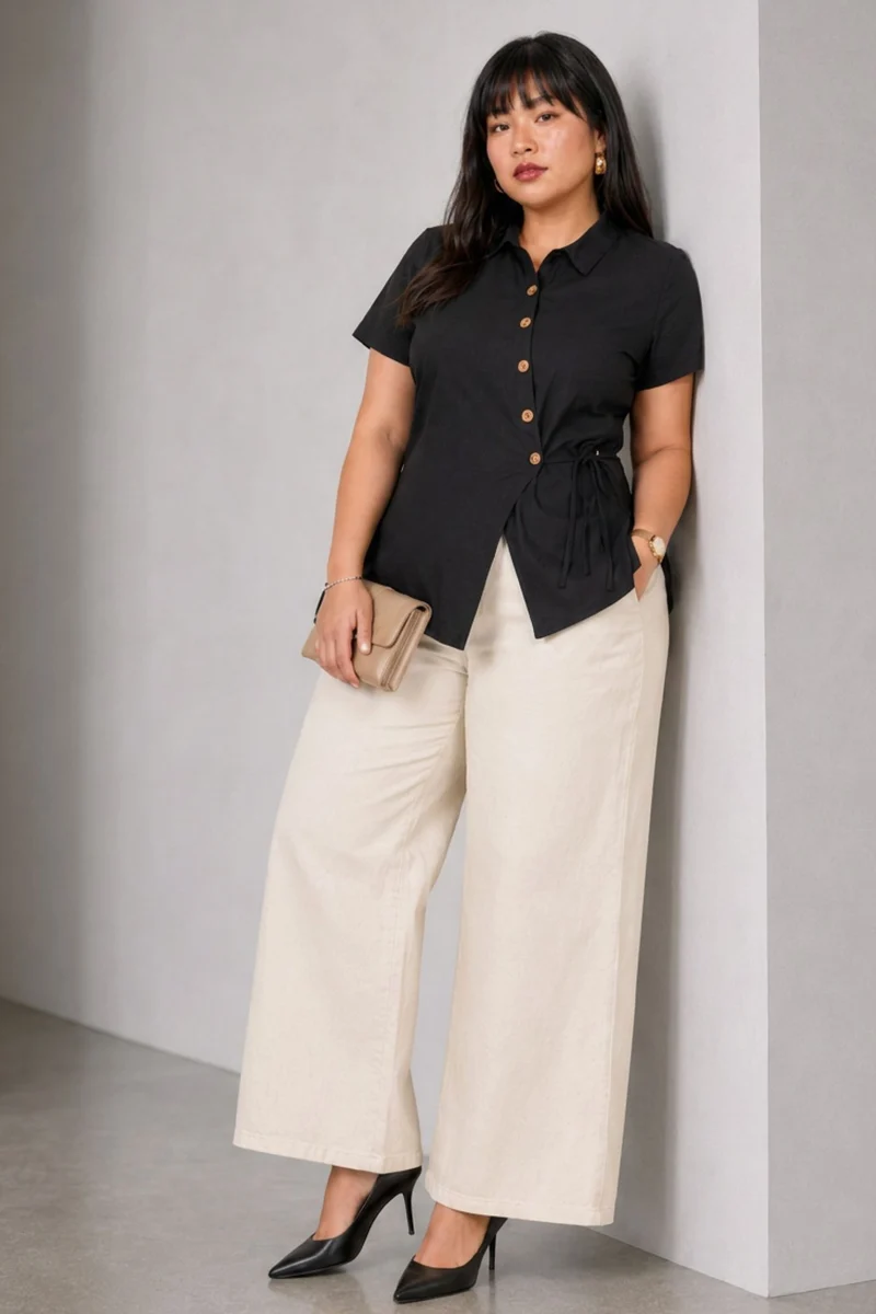 Lunis|Cotton Wrap Style Shirt Top