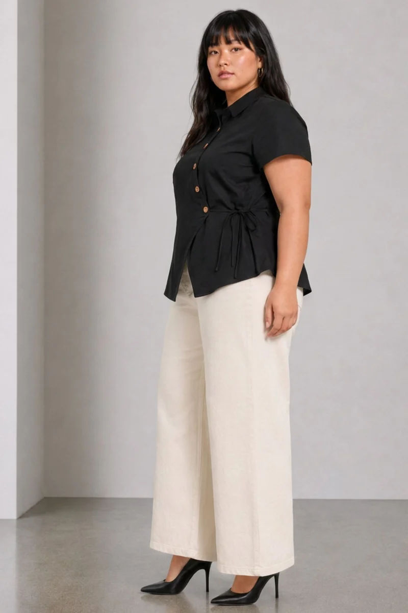 Lunis|Cotton Wrap Style Shirt Top