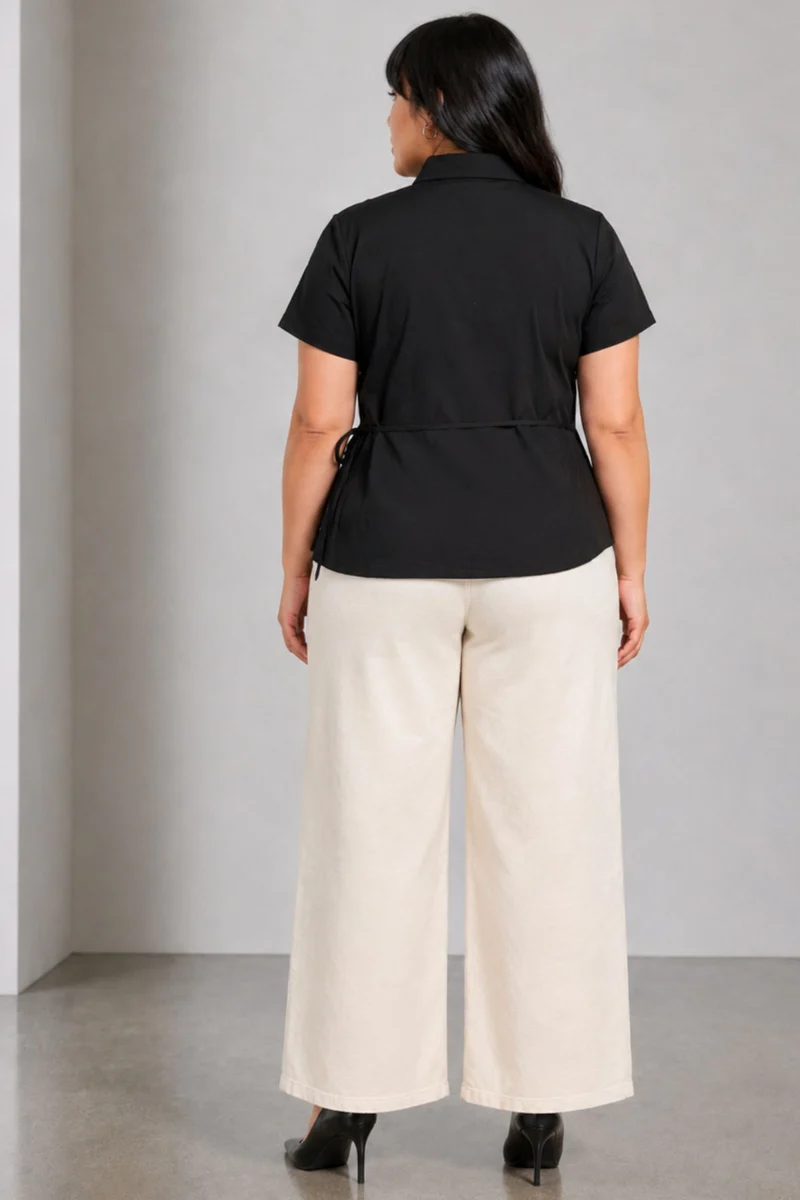 Lunis|Cotton Wrap Style Shirt Top