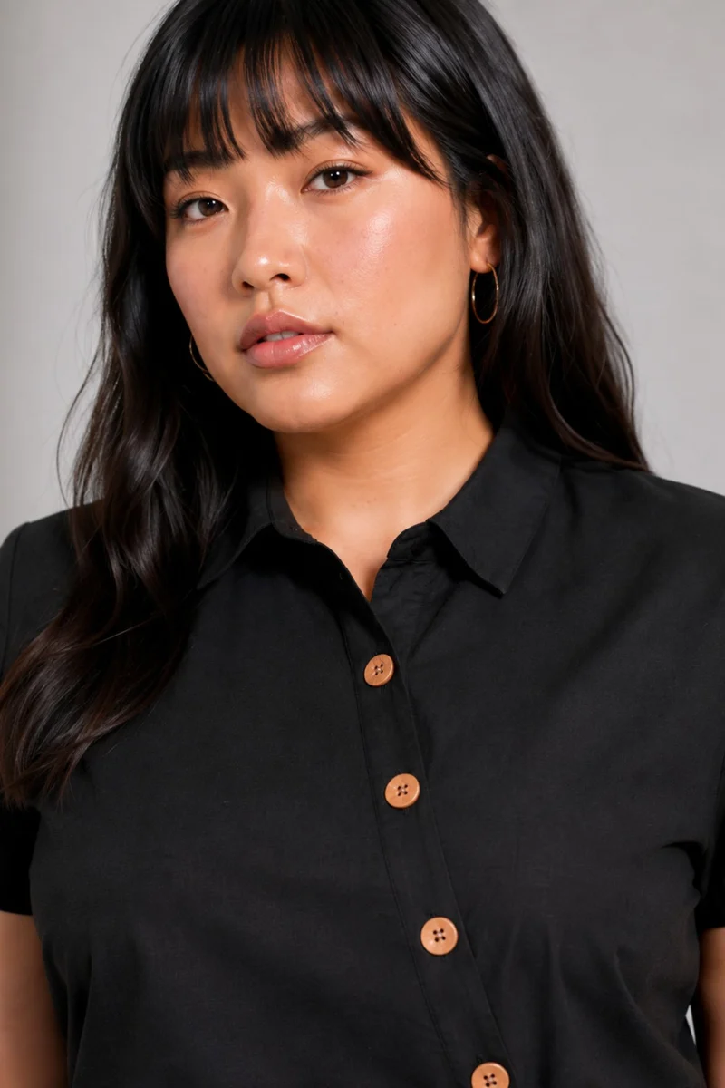 Lunis|Cotton Wrap Style Shirt Top
