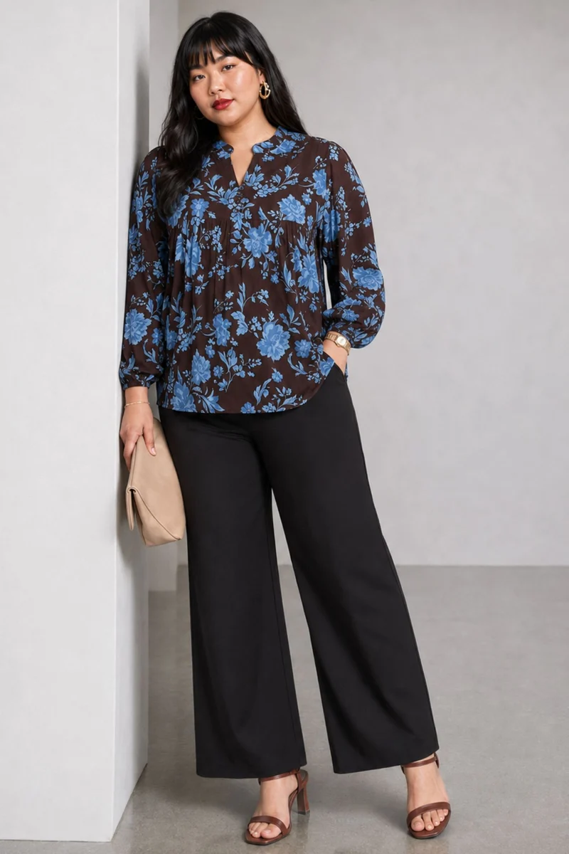Vala|Cotton Gather Front Relaxed Fit Top