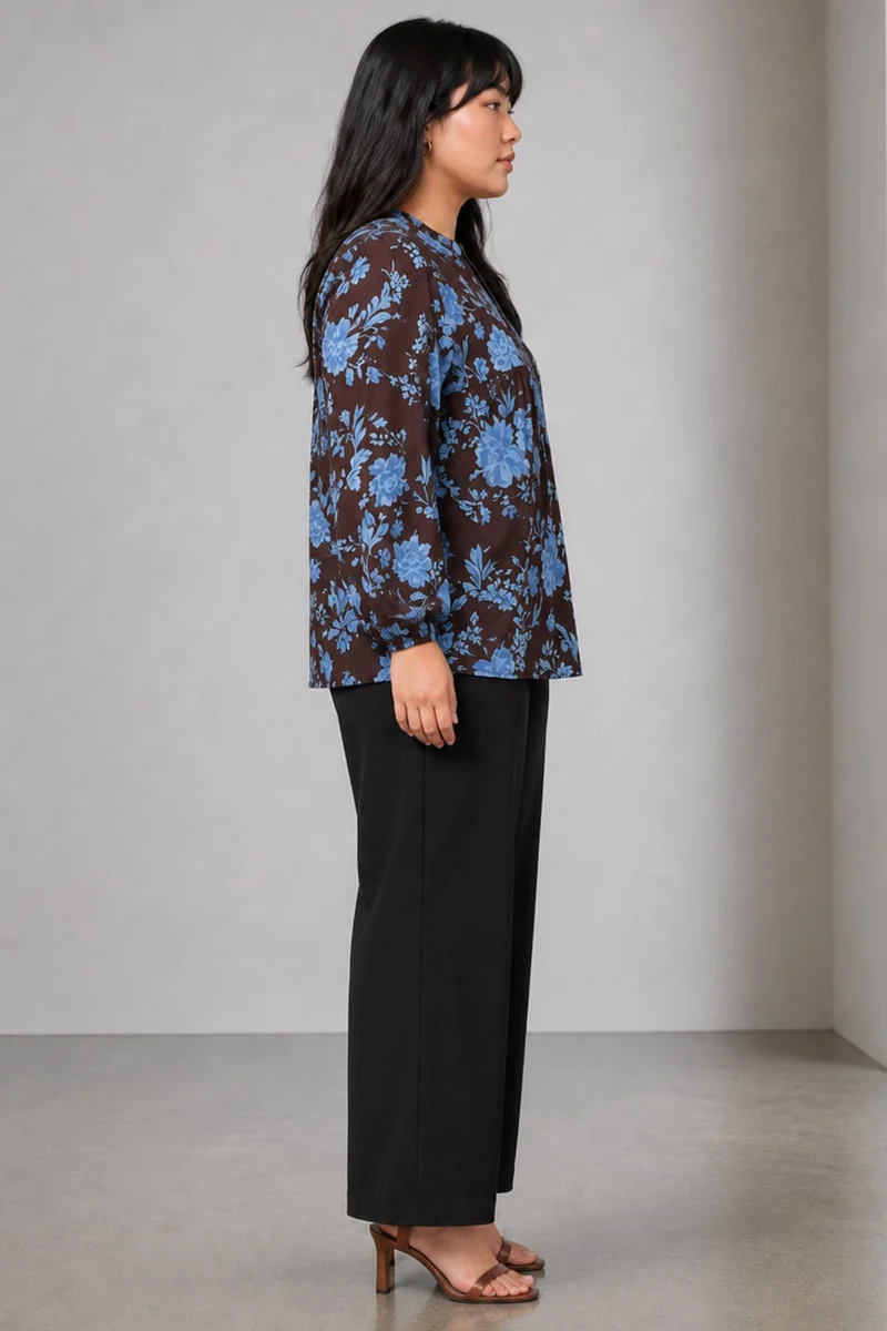 Vala|Cotton Gather Front Relaxed Fit Top