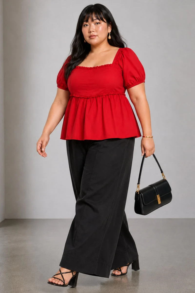 Avel|Cotton Peplum Top