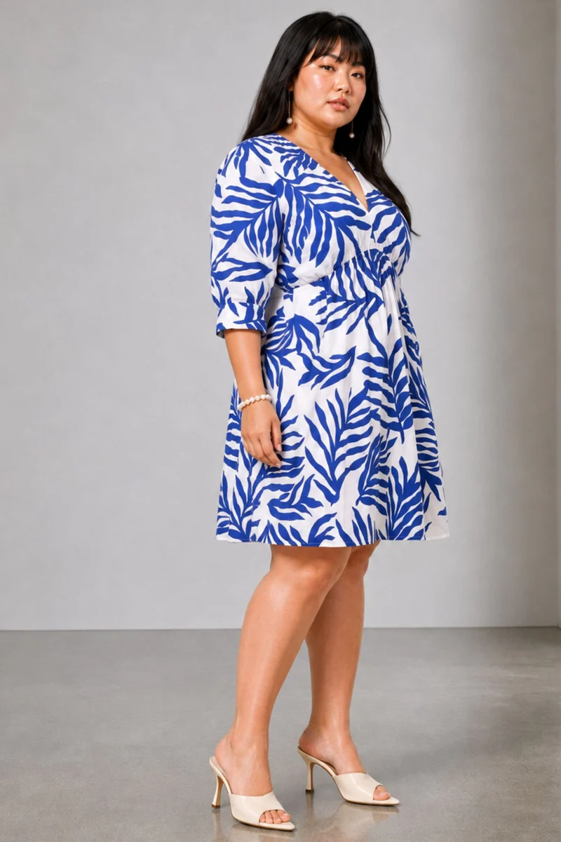 Junia|Cotton V Neck Mini Dress