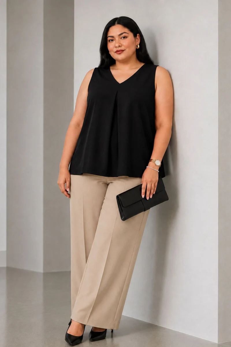 Mirea|Cotton V Neck Flared Top