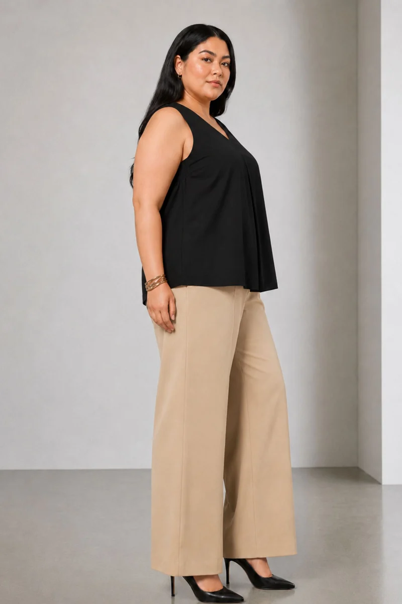Mirea|Cotton V Neck Flared Top