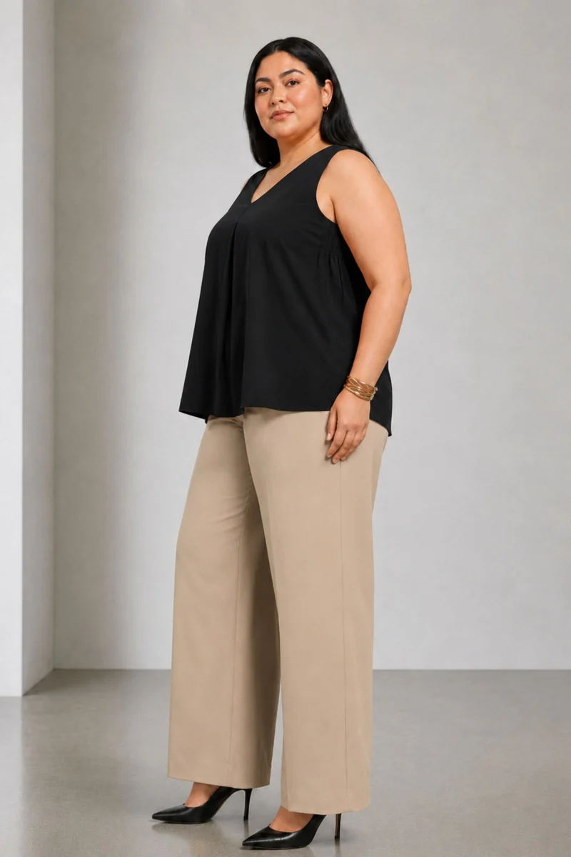 Mirea|Cotton V Neck Flared Top